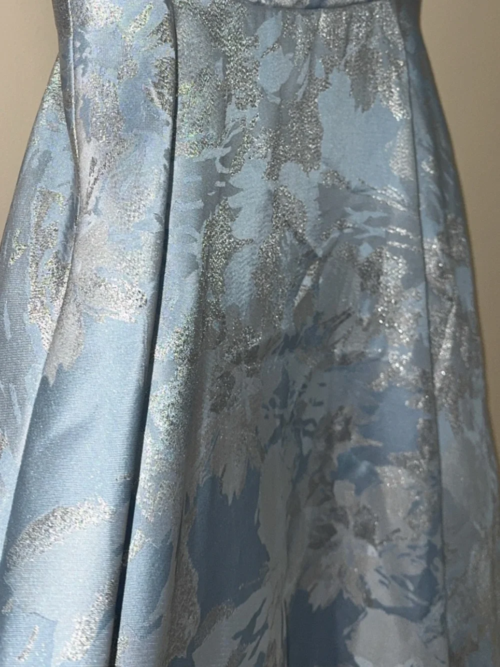 City Triangles Formal Dress Light Blue Silver Periwinkle Floral Size 15 Juniors